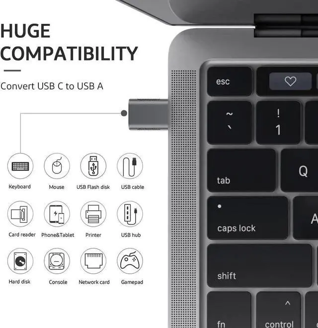 Alt view image 4 of 7 - WRIARICH 4 Pack 10Gbps Upgrade USB C Male to USB A Female OTG Adapter, Thunderbolt 3/4 Type-C to USB 3.0 Converter Space Grey Compatible with MacBook Pro Air iPad iMac All USB-C Devices