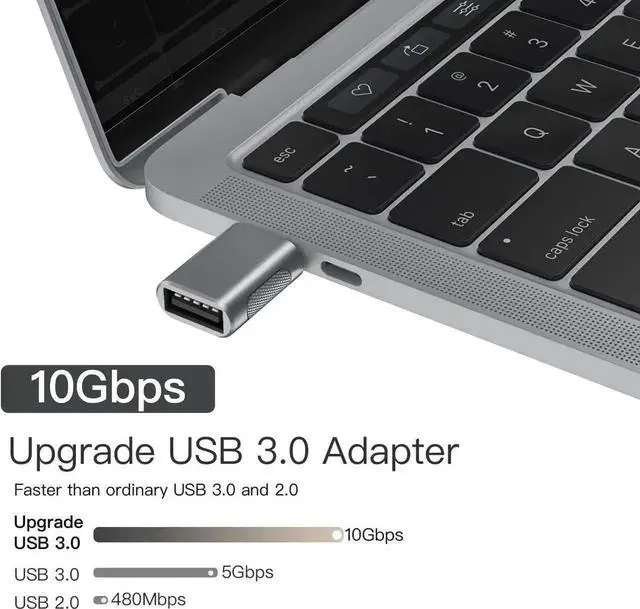 Alt view image 5 of 7 - WRIARICH 4 Pack 10Gbps Upgrade USB C Male to USB A Female OTG Adapter, Thunderbolt 3/4 Type-C to USB 3.0 Converter Space Grey Compatible with MacBook Pro Air iPad iMac All USB-C Devices