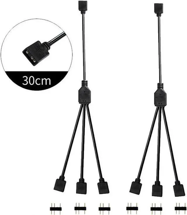 Main image of WRIARICH 2 Pack 1 Foot 5V 3-Pin RGB Splitter Cable, 1 Female to 3 Female RBW LED Strip Extension Cord, 3-Port AURA RGB Lighting Hub with Gender Changer Adapter