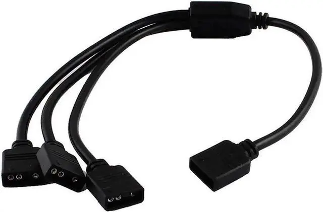 Alt view image 2 of 5 - WRIARICH 2 Pack 1 Foot 5V 3-Pin RGB Splitter Cable, 1 Female to 3 Female RBW LED Strip Extension Cord, 3-Port AURA RGB Lighting Hub with Gender Changer Adapter