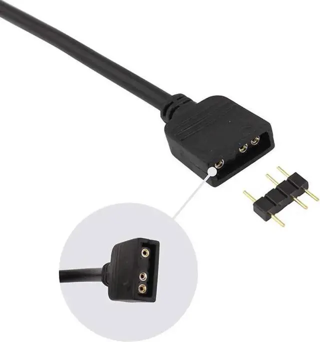 Alt view image 3 of 5 - WRIARICH 2 Pack 1 Foot 5V 3-Pin RGB Splitter Cable, 1 Female to 3 Female RBW LED Strip Extension Cord, 3-Port AURA RGB Lighting Hub with Gender Changer Adapter