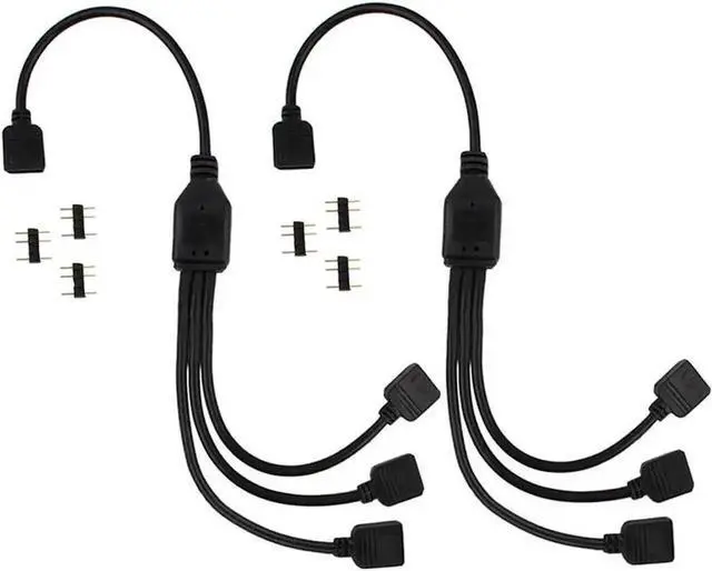 Alt view image 5 of 5 - WRIARICH 2 Pack 1 Foot 5V 3-Pin RGB Splitter Cable, 1 Female to 3 Female RBW LED Strip Extension Cord, 3-Port AURA RGB Lighting Hub with Gender Changer Adapter