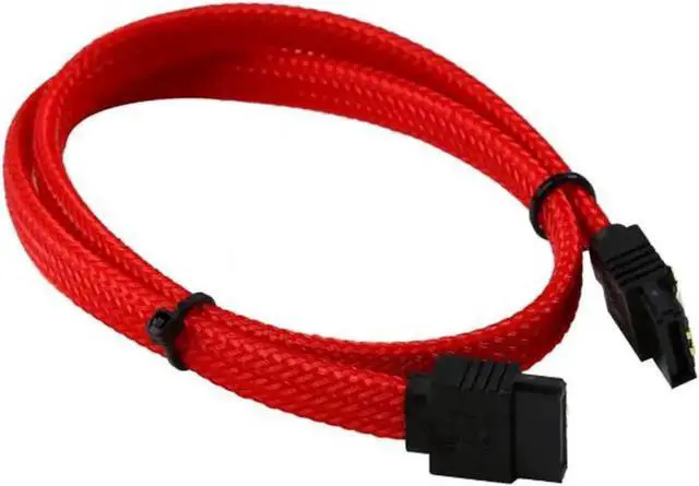 Alt view image 6 of 6 - WRIARICH 18 Inch Red Nylon Braided SATA 3.0 Data Cable, Straight SATA III Cord with Locking Latch for HDD SSD Optical Drives