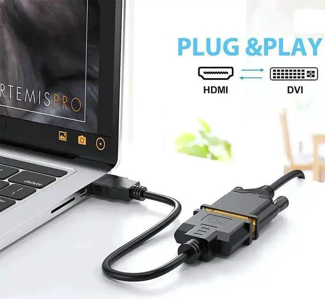 Alt view image 7 of 7 - WRIARICH 1FT Bi-Directional HDMI Male to DVI-I 24+5 Female Short Cable, 1080P Supported