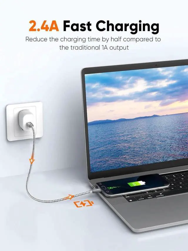 Alt view image 6 of 7 - WRIARICH 0.2M/0.65FT Braided USB-C to Micro USB OTG Cable, 480Mbps Short Cord for Chargers, Phones & Laptops