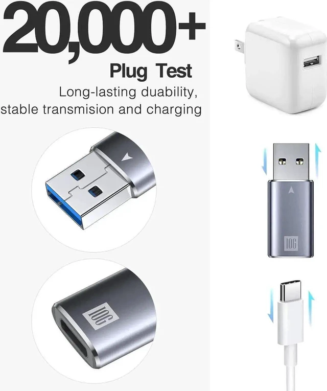 Alt view image 4 of 7 - WRIARICH USB C Female to USB A Male Adapter, 10Gbps USB 3.1 Gen 2 SuperSpeed Connector, Type-C to USB A Charging & Data Sync Adapter for Laptop, Power Bank, Type-C Earphone