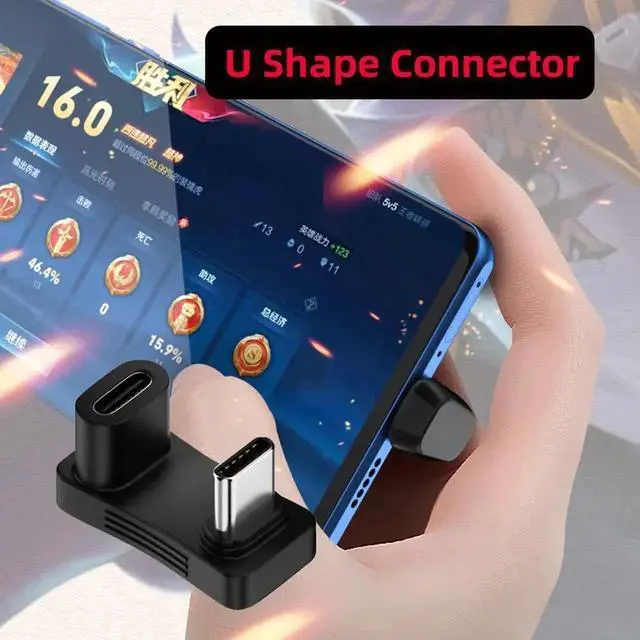 Alt view image 4 of 7 - WRIARICH U-Shaped Right Angle USB 3.0 Type-C Male to Female Adapter, 10Gbps Data Video Power Converter Back Angled Connector for Steam Deck Phones Laptops