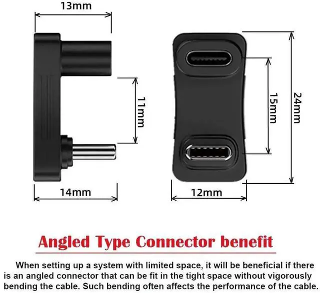 Alt view image 7 of 7 - WRIARICH U-Shaped Right Angle USB 3.0 Type-C Male to Female Adapter, 10Gbps Data Video Power Converter Back Angled Connector for Steam Deck Phones Laptops