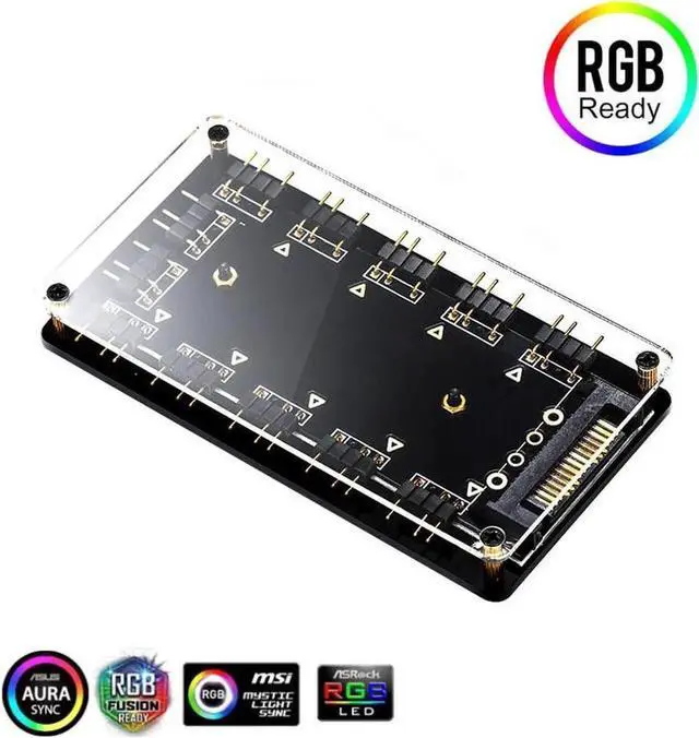 Main image of WRIARICH 5V 3Pin ARGB 11-Port Hub with Magnetic Base & PMMA Shell, SATA Powered RGB Splitter with 1.64FT Extension Cable for LED Strips, Fans & Coolers