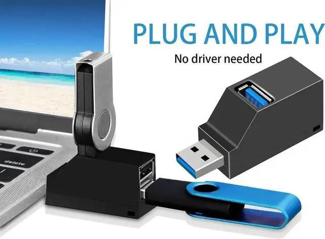 Alt view image 2 of 7 - WRIARICH 3-Port USB 3.0 Mini OTG Hub, Portable Multi-Port USB Splitter Charging Extender Adapter for MacBook, Laptops & Desktop PCs