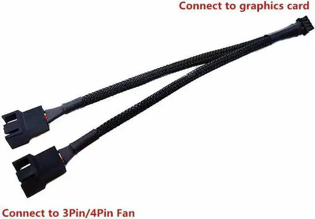 Alt view image 4 of 6 - WRIARICH 1 Pack 10.6 Inch 1-to-2 PWM Case Fan Splitter Cable Black Fan Power Duplicator Adapter