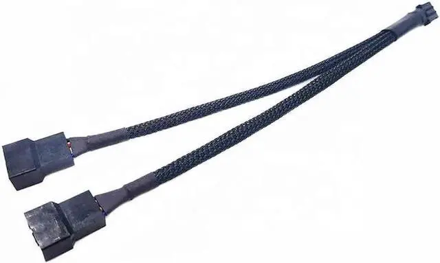 Alt view image 5 of 6 - WRIARICH 1 Pack 10.6 Inch 1-to-2 PWM Case Fan Splitter Cable Black Fan Power Duplicator Adapter