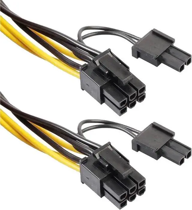 Alt view image 4 of 6 - WRIARICH 6 Inches PCIe 6 Pin to Dual 8Pin GPU Power Splitter Cable, Mining Graphics Card PCI Express Power Adapter Cord