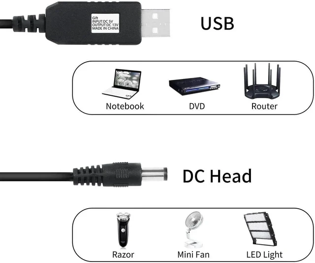 Alt view image 4 of 6 - WRIARICH USB to DC 5.5×2.1mm Step-Up Power Cable, DC5V Input to DC12V Output Voltage Boost Converter Cord for Fan, LED, Router & Speaker