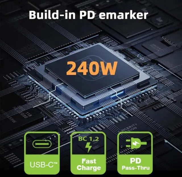 Alt view image 6 of 7 - WRIARICH 240W USB4 Male to Female Extension Adapter with Smart LED Display, USB4.0 40Gbps Type-C Voltage Current Power Tester Detector