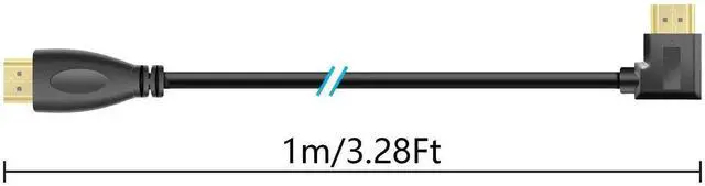 Alt view image 4 of 7 - WRIARICH 3FT Left 90/270 Degree HDMI 1.4 Male to Female Extension Cable, Gold-Plated, Support 4K, 3D, Ethernet & ARC Audio Return