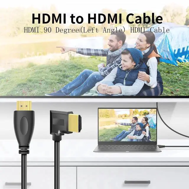 Alt view image 5 of 7 - WRIARICH 3FT Left 90/270 Degree HDMI 1.4 Male to Female Extension Cable, Gold-Plated, Support 4K, 3D, Ethernet & ARC Audio Return