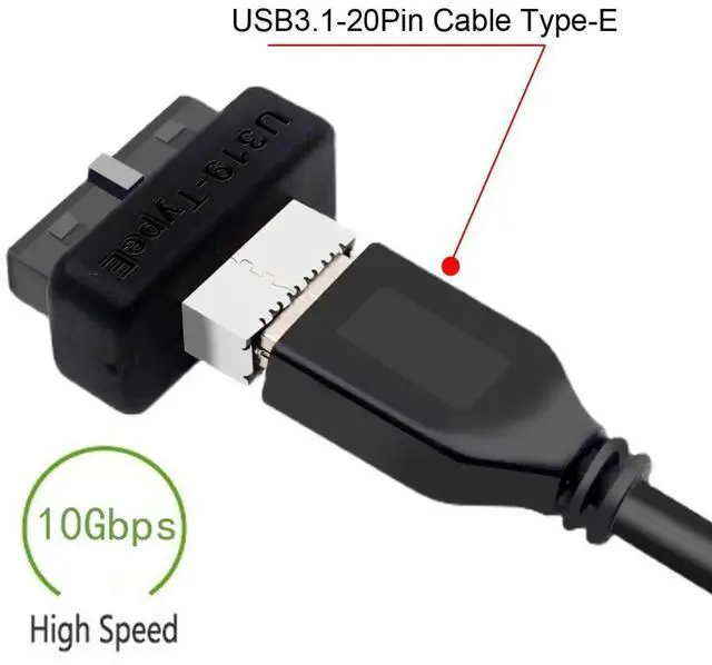 Alt view image 4 of 7 - WRIARICH Overmold USB 3.1 Key-A Type-E Front Panel Socket to USB 3.0 20Pin Motherboard Header Male Extension Adapter, Internal Type-E Converter for PC Chassis Front USB-C Port Expansion