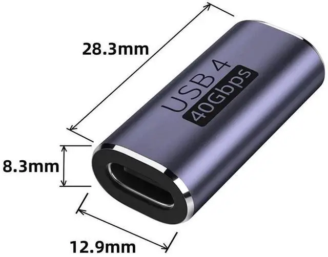 Alt view image 5 of 7 - WRIARICH USB4 Type-C Female to Female Coupler Extender Adapter, 40Gbps Data Transfer, 100W PD Fast Charging, 8K@60Hz Video Pass-Through, Compatible with USB4 / Thunderbolt 3/4 Devices