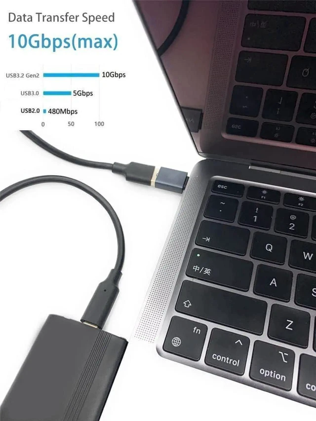 Alt view image 5 of 6 - WRIARICH 3-Pack Grey USB3.2 Gen2 10Gbps USB-C Male to USB-A Female Adapter, Type-C to USB-A Converter for MacBook, Laptops & Thunderbolt 3/4 Devices
