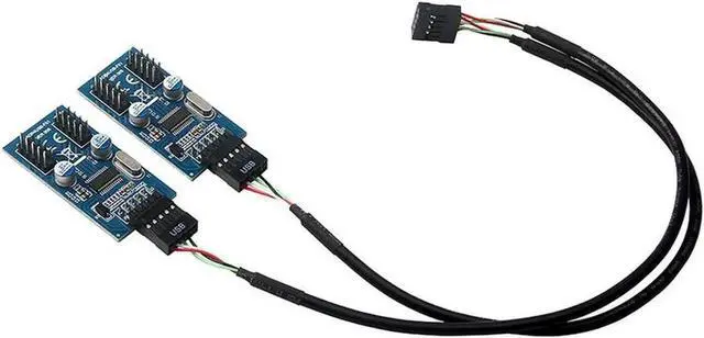 Main image of WRIARICH 30CM Internal USB2.0 9Pin Header Splitter Cable, 1-to-4 Hub Adapter (1 Male to 2 Male Mainboard USB 2.0 Header Extension Cord)