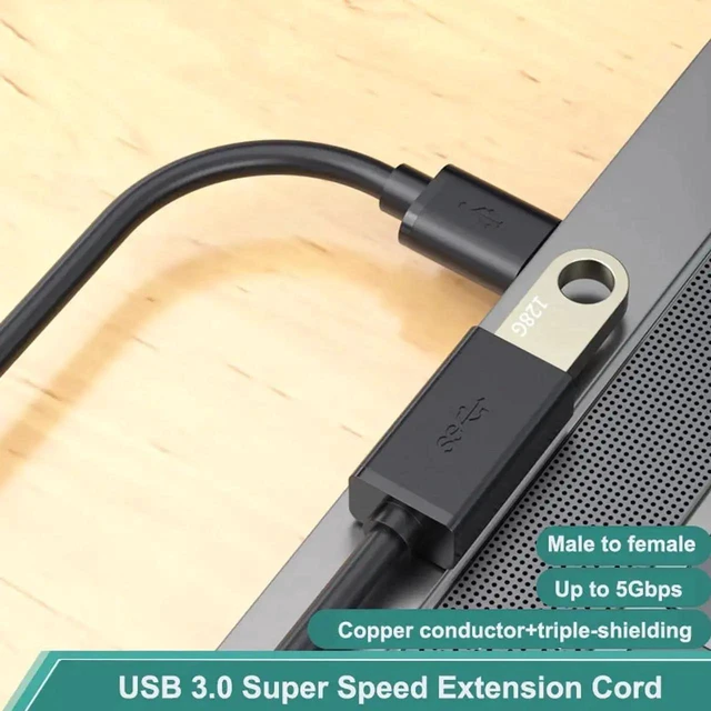 Alt view image 4 of 5 - WRIARICH 2 Pack 1ft/0.3M Ultra Short USB 3.0 Extension Cable, Type A Male to Female 5Gbps High Speed Cord for Mouse, Keyboard, Printer, Flash Drive, Webcam
