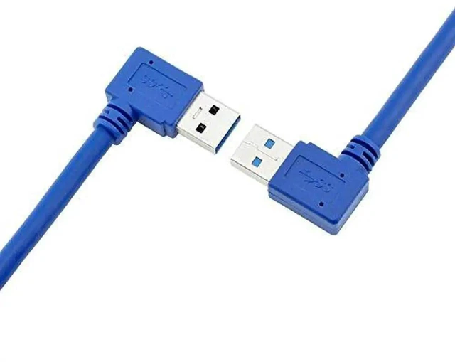Alt view image 3 of 6 - WRIARICH 90-Degree USB-A 3.0 Extension Cable 2-Pack, 1 Left & 1 Right Angle Male to Female, 30cm (1ft) Blue, SuperSpeed 5Gbps Data Transfer & Charging Cord