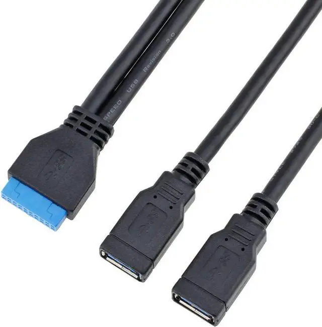 Alt view image 3 of 4 - WRIARICH 10 Inch Internal USB3.0 20Pin Header to Dual USB3.0 Type-A Female Splitter Cable, 2-Port Mainboard Front Panel Extension Cord