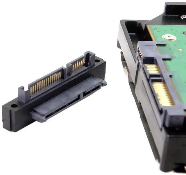 Alt view image 2 of 7 - WRIARICH 90 Degree Up Angled SATA 22Pin 7+15 Male to Female Extension Adapter