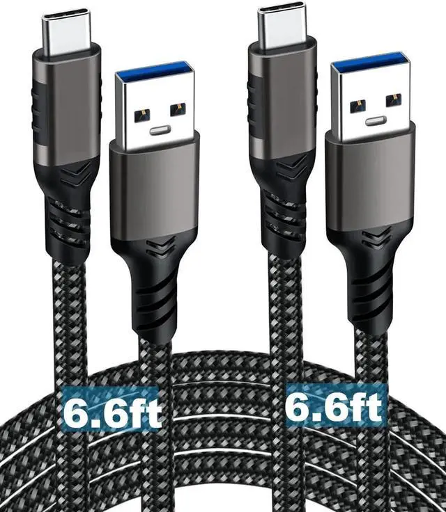 Main image of WRIARICH 2-Pack 6.6FT USB-A to USB-C Cable | USB3.2 Gen1 60W 3A Fast Charging & High-Speed Data Cord for Samsung Galaxy S23/S22/S21/S20 Ultra & All Type-C Devices
