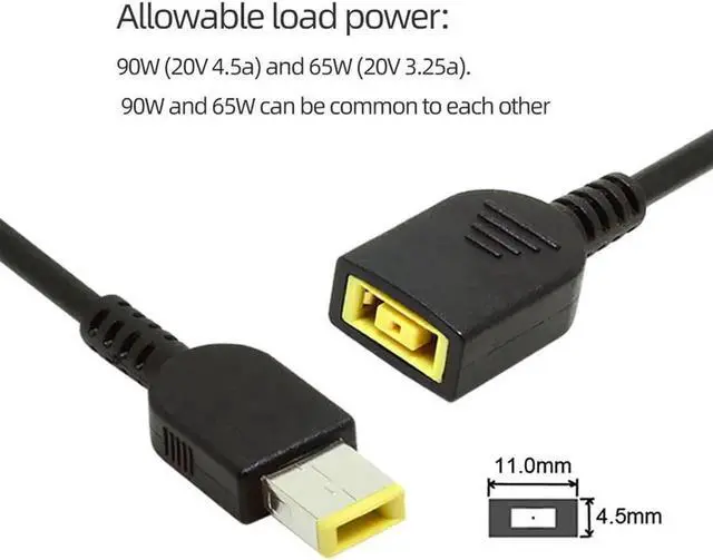 Main image of WRIARICH 11.0×4.5mm Square Male to Female DC Power Extension Cable, 15cm Slim Tip Laptop Charging Extender Cord, for Lenovo ThinkPad X1 Carbon, X1 Yoga Series
