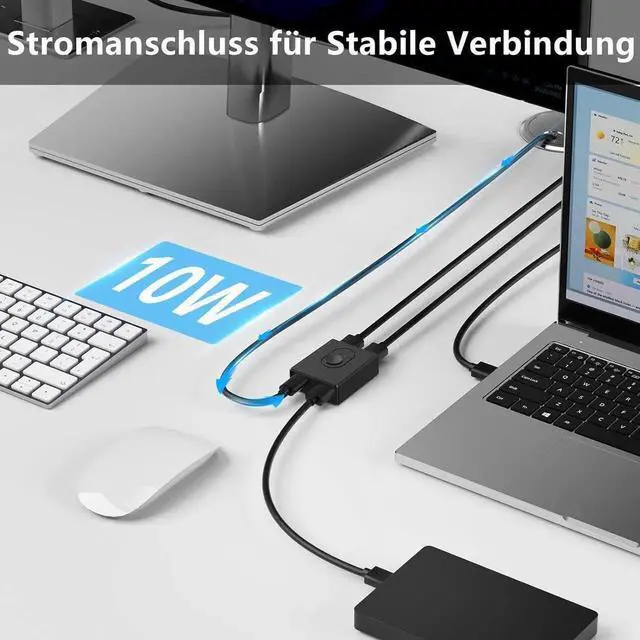 Alt view image 4 of 7 - WRIARICH Bi-Directional USB 3.0 Switch for 2 Computers, 2-in-1 / 1-in-2 Out with 10W Charging Port & 2PCS 1M USB 3.0 Cables, Share Mouse Keyboard Printer USB Hub for PC Laptop Car Use