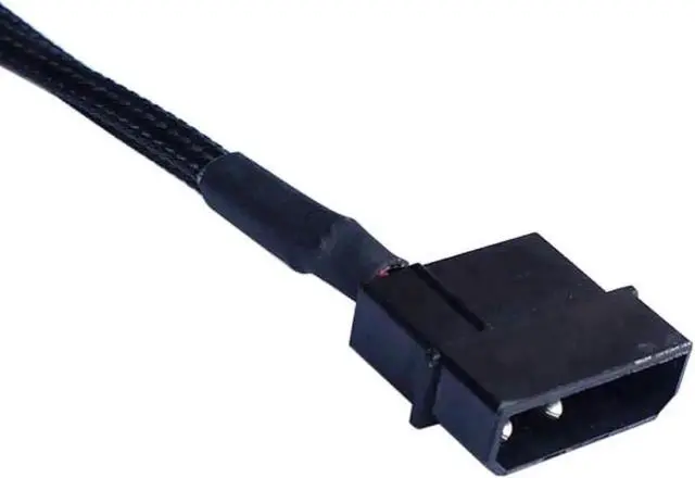 Alt view image 3 of 6 - WRIARICH 10 Inch Black Sleeved Molex LP4 to Dual 3/4 Pin PWM Fan Y Splitter Cable