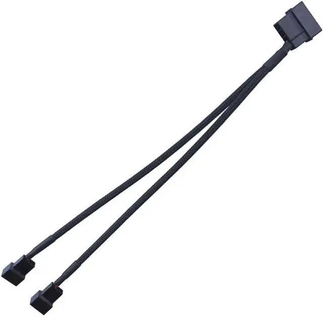 Alt view image 6 of 6 - WRIARICH 10 Inch Black Sleeved Molex LP4 to Dual 3/4 Pin PWM Fan Y Splitter Cable