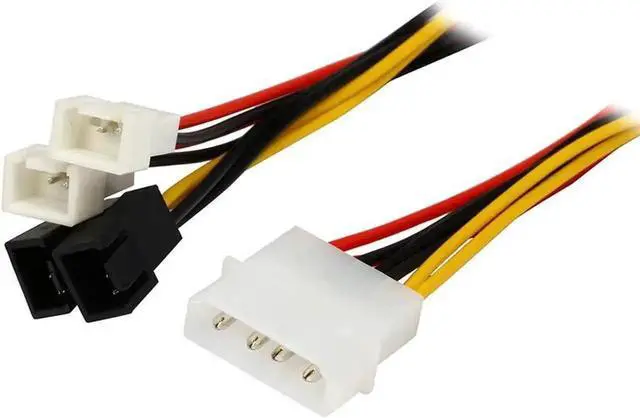 Alt view image 2 of 6 - WRIARICH 6Inch Molex 4Pin to TX3 3Pin Fan Splitter Cable with Speed Reduction, Dual 5V & Dual 12V Output Multi Cooling Fan Power Adapter