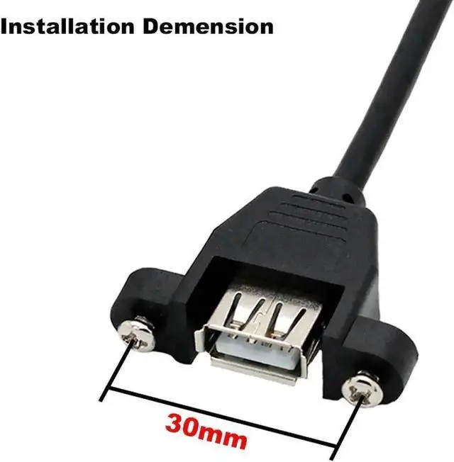 Alt view image 2 of 3 - WRIARICH 1.64FT Black USB 2.0 Motherboard 9Pin Header Splitter Cable, 1 Internal Header to Dual Panel Mount USB-A Female Ports with Mounting Screws for PC Chassis Front Panel