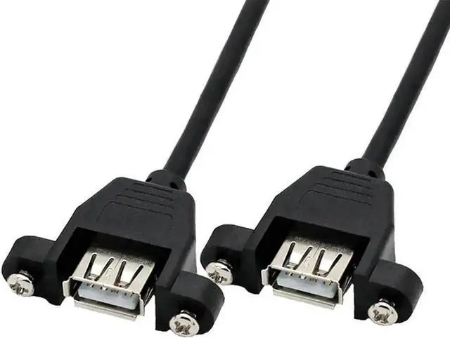 Alt view image 3 of 3 - WRIARICH 1.64FT Black USB 2.0 Motherboard 9Pin Header Splitter Cable, 1 Internal Header to Dual Panel Mount USB-A Female Ports with Mounting Screws for PC Chassis Front Panel