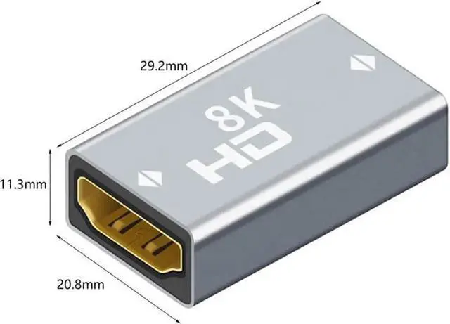 Alt view image 2 of 7 - WRIARICH 2 Pack Aluminum Alloy HDMI 2.1 Female to Female Coupler, 8K@60Hz HDMI-Compatible Cable Extender Adapter for HDTV, Laptops, TV Boxes