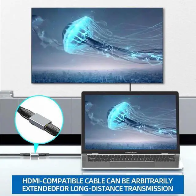 Alt view image 4 of 7 - WRIARICH 2 Pack Aluminum Alloy HDMI 2.1 Female to Female Coupler, 8K HDMI Cable Extender Adapter for HDTV, PS4, PS5, Laptops, Monitors