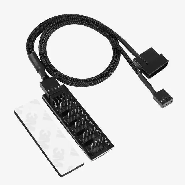 Main image of WRIARICH Sleeved 1 to 5 Way 4 Pin PWM Fan Hub Splitter for PC Cooling Fans