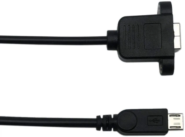 Alt view image 5 of 6 - WRIARICH 50cm Panel Mount Micro USB 5Pin Male to USB2.0 Type-B Female Cable with Screw Holes | Data & Charging Extension Cord