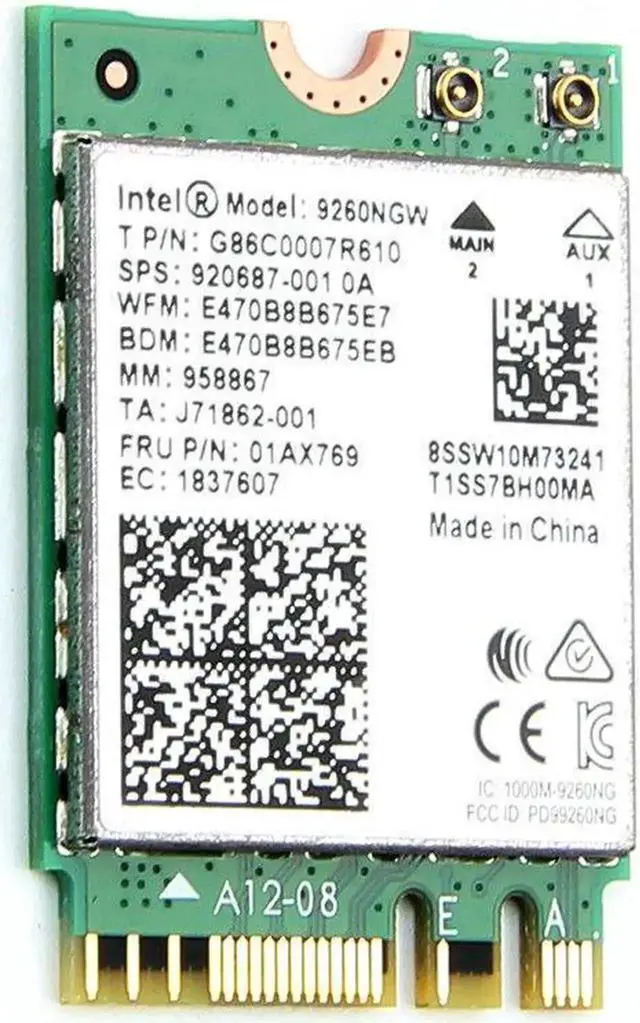 Alt view image 5 of 5 - WRIARICH Dual Band Wireless AC 9260 NGW NGFF M.2 WiFi Bluetooth 5.0 Card, 1.73Gbps 802.11ac Laptop Wireless Network Adapter