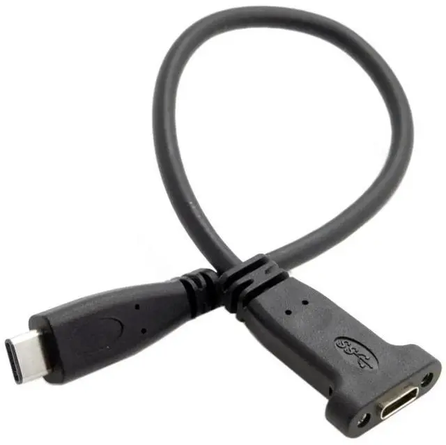 Main image of WRIARICH 20cm USB3.1 Gen2 TypeC Male to Female Extension Cable with Panel Mount Screw Holes