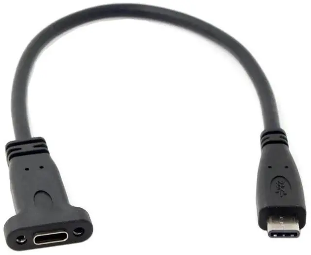 Alt view image 5 of 7 - WRIARICH 20cm USB3.1 Gen2 TypeC Male to Female Extension Cable with Panel Mount Screw Holes