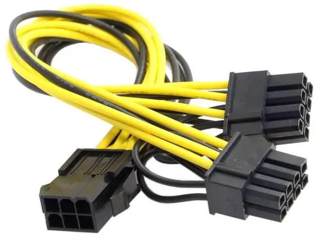 Alt view image 3 of 7 - WRIARICH ATX 6Pin Male to Dual 8Pin + 6Pin Female PCIe GPU Power Splitter Extension Cable
