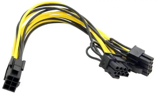 Alt view image 5 of 7 - WRIARICH ATX 6Pin Male to Dual 8Pin + 6Pin Female PCIe GPU Power Splitter Extension Cable