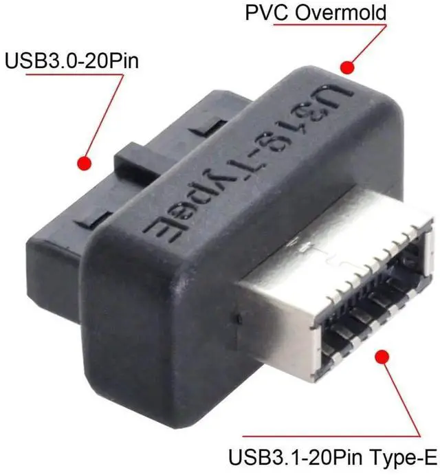 Alt view image 3 of 7 - WRIARICH Overmolded USB 3.0 19/20Pin Motherboard Header to USB 3.1 Type-E Front Panel Extension Adapter