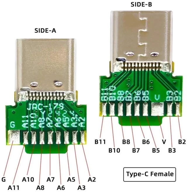Alt view image 2 of 7 - WRIARICH 2 Pack USB C DIY Connector, USB 3.1 Type C PD 65W 18Pin Male & Female Solder Adapter with PCB Board for Port Repair Replacement