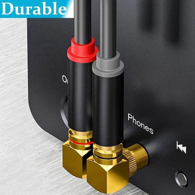 Alt view image 7 of 7 - WRIARICH 2 Pack 90 Degree Right Angle RCA Male to Female Adapters, Elbow RCA Connector Plugs in Red & Black for Audio Video Devices