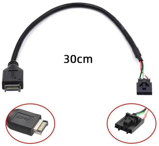 Alt view image 6 of 6 - WRIARICH 0.98FT USB 3.1 Type-E to 2.54mm Pitch 4Pin Cable, Front Panel Header Extension Adapter for 9Pin/10Pin Motherboard HUB